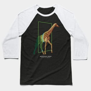 Giraffe walks through a Warp Portal Baseball T-Shirt